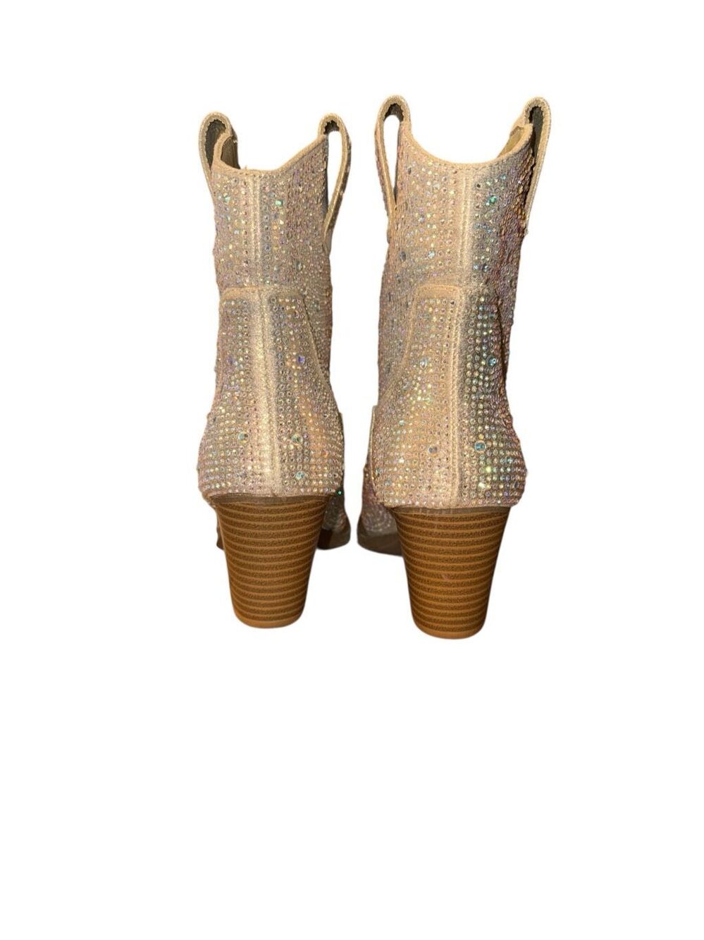 Forever Cowboy Western Ankle Boots Rhinestone Bling River01 Champagne Size 6 - Picture 5 of 5